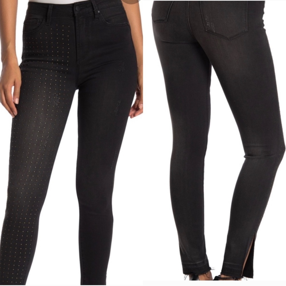 RACHEL ROY COLLECTION Studded Raw Hem Skinny Jeans